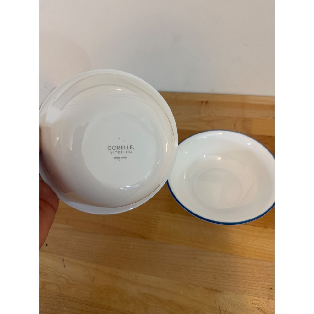Mixed Corelle Vitrelle Blue & White Dinnerware Set 24pc Floral Stripe Pattern - Picture 10 of 15